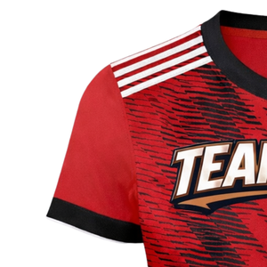 Maillot de football rouge personnalisé pour femmes, manches courtes, respirant, séchage rapide, uniforme d'équipe pour filles avec impression de numéro - Product Image 6