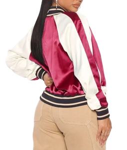 Chaqueta Varsity Corta de Satén para Mujer, Estilo Béisbol, Ligera y Transpirable, 100% Seda, Chaqueta de Satén Personalizada para Mujer, Precio al por Mayor - Product Image 5