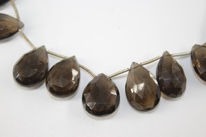 Cuentas facetadas de cuarzo ahumado en forma de pera para la elaboración de collares, cuentas sueltas de piedra en forma de gota. - Product Image 2