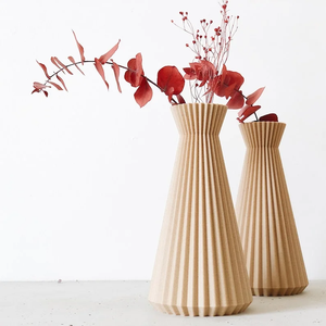 Vase à fleurs en bois artisanal moderne et écologique, en bois naturel, vase décoratif de table pour la maison, diamètre personnalisable, vente en gros - Product Image 5
