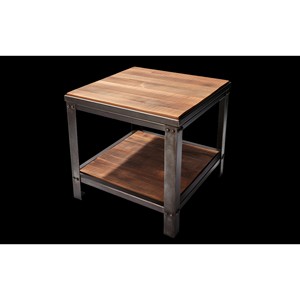Table d'appoint industrielle en métal et bois |   Design de tambour brun rustique |   Vente en gros - Product Image 3