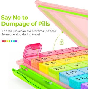 IMedassist Large 7-Day Moisture-Proof <b>Pill</b> Organizer Portable Weekly <b>Pill</b> Storage Case 4 Times Day <b>Removable</b> Dividers for Travel - Product Image 3