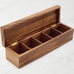 Natural Wood Lacquered <b>Tea</b> Storage <b>Box</b> Removable Dividers Foldable Design Durable Handmade Construction Easy Clean Customizable - Product Image 2