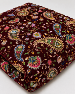 Luxury Velvet Embroidery <b>Fabric</b> Sequence Beaded Chain Stitch Designer Textile For Wholesale Fashion Garment Buyers For Importers - Product Image 3