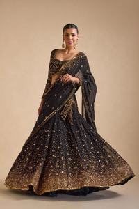 ชุดเลเฮนกาโชลีงานแต่งงานผ้าจอร์เจตต์เนื้อหนา พร้อมงานปักเลื่อม ชุดเสื้ออินเดียแบบมีซับใน สามารถปรับแต่งได้ นำเข้าจากอินเดีย - Product Image 3