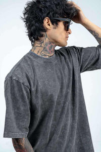 T-shirt en coton violet pour homme, manches courtes, col rond, coupe classique, tissu jersey décontracté, respirant, couleur unie - Product Image 3