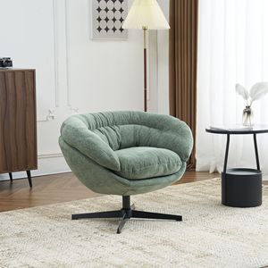 Sedia da Ufficio COMFY in Metallo Nero, Rivestita in Ciniglia, Girevole a 360 Gradi, Poltrona Club/Accento con Cuscino Rimovibile per Soggiorno - Product Image 1