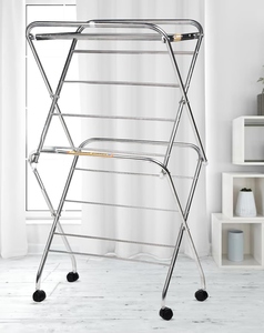 Nuevo diseño de tendedero de ropa de acero inoxidable con ruedas, plegable, portátil para interiores, con opciones de personalización. - Product Image 4