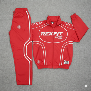 Ensemble de survêtement OEM personnalisé en polyester avec veste zippée oversize réfléchissante coupe-vent en nylon tissé et pantalon de jogging ample - Product Image 1