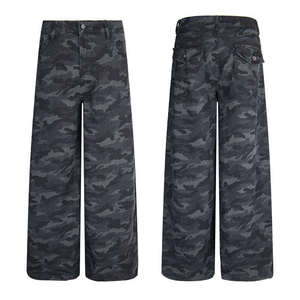 Pantalon en velours côtelé pour homme, taille haute, coupe large, imprimé camouflage, décontracté, pour l'automne, avec braguette boutonnée et poches, poids moyen - Product Image 3