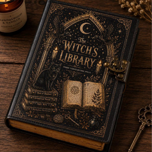 Diario de Cuero The Witch Library, Cuaderno Gótico Dark Academia, Grimoire Luna y Cuervo, Diario de Escritura Vintage, Regalo - Product Image 3