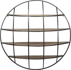 Estante de pared redondo minimalista con superficie de mármol blanco y marco de metal dorado, organizador de un solo nivel para la organización del hogar. - Product Image 4