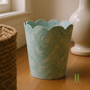 Poubelle en laque durable avec poignées, corbeille à déchets en bois artisanal pour la décoration de la maison, le bureau, l'hôtel - Product Image 4