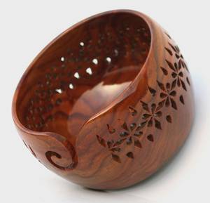 Bol à laine en bois artisanal de luxe pour le tricot et le crochet, support pour pelotes de laine, organiseur de rangement pour travaux manuels, accessoire - Product Image 5