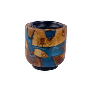 Celestial Harmony Handmade <b>Wooden</b> and Resin Epoxy Oud <b>Burner</b> Luxury Mubkhar <b>for</b> Charcoal, Bakhoor, and Ramadan Decor - Product Image 1