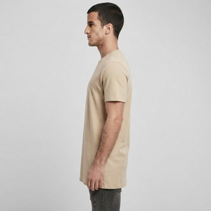 เสื้อยืดคอกลมแขนสั้นทรงปกติสำหรับผู้ชาย สีพื้น ผ้าฝ้ายเจอร์ซีย์ ลำลอง เรียบง่าย คอวี ผ้าถักย้อมสีพื้น - Product Image 3