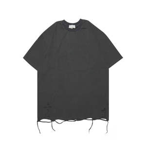 Camisetas de punto de algodón oversize estilo hip hop, 220 gramos, ajuste holgado, manga corta, diseño liso, largas para hombre, moda popular - Product Image 1