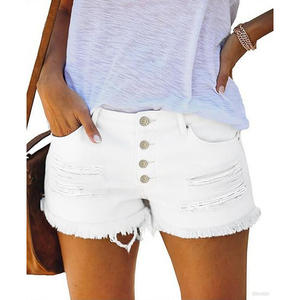 Bleached Splatter Distressed Denim Shorts Women Paint Effect High <b>Waist</b> Ripped Raw Hem Summer Artistic <b>Jean</b> Bottoms - Product Image 1