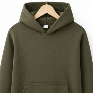 Conjunto Deportivo Unisex con Capucha Color Verde Oliva, Sudadera y Pantalones de Algodón, Color Sólido, Cintura con Cordón, Manga Larga, Ropa de Otoño - Product Image 3