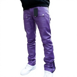 ELYSIAN INDUSTRIES <b>Men</b> <b>Leather</b> <b>Pants</b> Casual Straight Fit Mid Waist High-quality Daily Wear Classic Winter Zipper Fly Midweight - Product Image 5