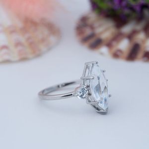 Anillo de Moissanita Marquise de 3 Quilates, Plata de Ley 925, Corte Marquise de 7*14 mm, Color D, Anillo de Compromiso de Moissanita, Joyería Fina para Ella - Product Image 3