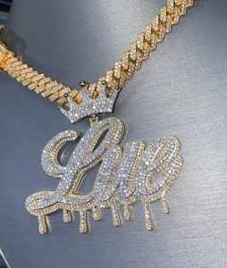 Colgante de Moissanita Personalizado con Certificado GRA, Nombre Grabado, Plata 925, Totalmente VVS, Estilo Hip Hop - Product Image 2