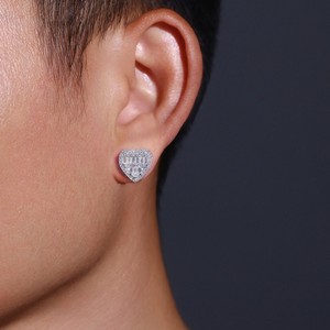 Luxury Heart Shaped 925 <b>Silver</b> Moissanite Diamond <b>Stud</b> Earrings Unisex Rose Gold Plated Trendy Premium Minimalist Fashion Gift - Product Image 2