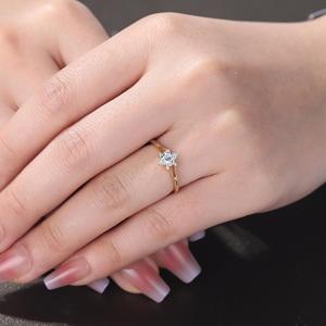 Anillo de Oro Sólido de 9K con Incrustaciones de Diamantes Geométricos Cultivados en Laboratorio, Anillo Moderno para Mujer, para Fiestas y Bodas - Product Image 4