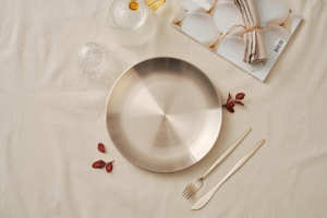 <b>Large</b> 25cm Round Bronzeware Dinner <b>Plate</b>, Elegant Hand-forged Korean Traditional Serving Dish - Product Image 1