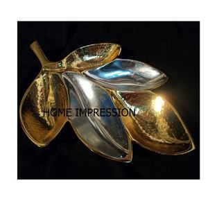 <b>Large</b> Leaf <b>Bowl</b> Hammered for Decoration Gold & Silver Leaf Design <b>Bowl</b> Home & Hotel Decorative <b>Bowls</b> Table Centerpiece <b>Bowls</b> - Product Image 1