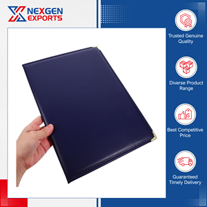 Nexgen Exports, fournisseur réputé, vend des dossiers de diplôme et des couvertures de rapport en cuir PU de haute qualité et luxueux, avec barre de reliure. - Product Image 3