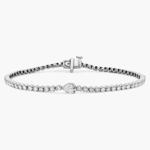 Diamond Tennis <b>Bracelet</b> with Pear Diamond Accent in White Gold - Product Image 1