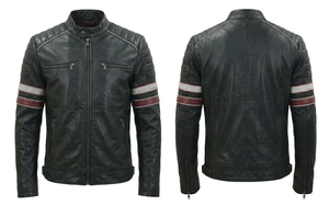 Men's Genuine Cowhide Buffalo Black Biker <b>Jacket</b> Men's Cafe Racer Style Motorcycle <b>Leather</b> <b>Jacket</b> Men Quilted <b>Leather</b> <b>Jacket</b> - Product Image 6