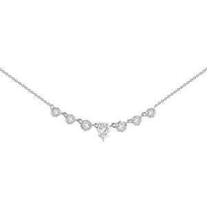 Collier pendentif barre incurvée avec diamants de laboratoire taille poire et taille ronde, chaîne en grappe, pour femme, or massif 14K 18K personnalisé, vente en gros - Product Image 5