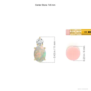 2026 Top Selling IGI Certified 14K <b>Solid</b> <b>Gold</b> Oval Cut Opal Solitaire <b>Pendant</b> with Diamond Two Stone Everyday Wear Necklace ODM - Product Image 3