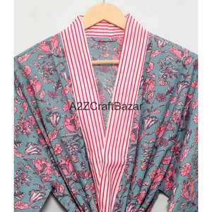 Robe Kimono 100% Coton pour Femme, Taille Unique, avec Bande Frontale, Doublure Intégrée, Élégante et Romantique, Vêtement de Nuit - Product Image 4