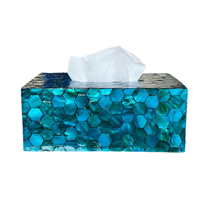 Coastal Style Europe Design Blue Shell Inlay Handmade Eco-friendly <b>Tissue</b> Box Cover <b>Holder</b> for Bathroom <b>Kitchen</b> Living Room Home - Product Image 1