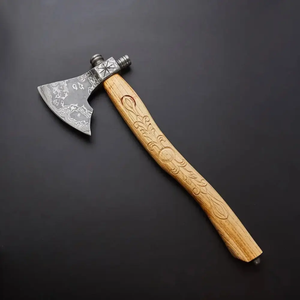 Hache à double lame en acier au carbone faite à la main, personnalisée, manche en bois de rose, qualité industrielle supérieure, sur mesure avec étui en cuir - Product Image 2