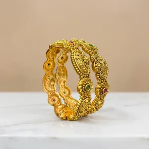 Kada เครื่องประดับกำไลข้อมือแบบเปิดได้ของชนชาติที่สวยงามชุดเครื่องประดับสำหรับผู้หญิงเด็กผู้หญิงชุดสวมใส่แบบดั้งเดิมที่สง่างามสำหรับงานพิธี - Product Image 1