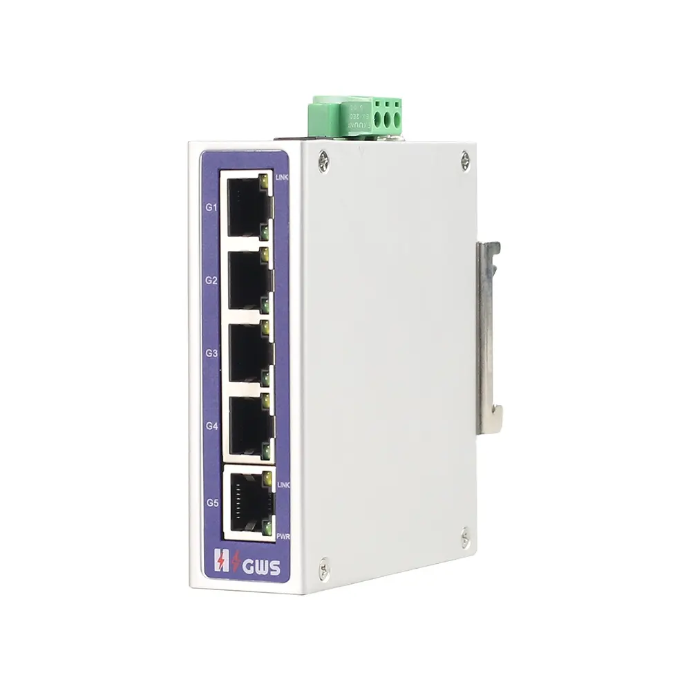 24V/24W açık tam Gigabit Ethernet ağ endüstriyel anahtarı 5 Gigabit portu ile yüksek sıcaklık için uygun