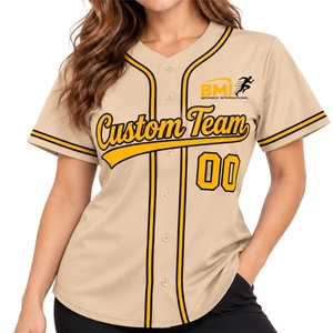 Camiseta Deportiva de Béisbol Personalizada para Mujer con Nombre y Número, Manga Corta, Cierre de Botones, Ropa Deportiva Atlética - Product Image 1
