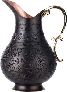 Pichet en cuivre martelé avec couvercle et poignée, carafe à eau en métal vintage classique pour la maison - Product Image 2