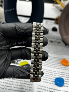 Pulsera de Reloj Hip Hop Negra con Diamantes de Moissanita VVS de Acero Inoxidable Iced Out Bling - Product Image 6