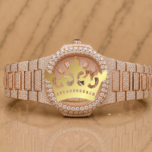 Reloj de Lujo de Alta Gama con Cristales y Acabado en Oro Rosa, Reloj de Pulsera de Acero Inoxidable - Product Image 1