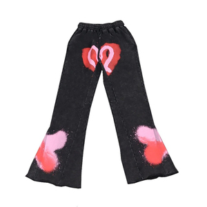 100% Cotton Custom Design & Logo Track Pants Men High Quality Blank Flare Men's Trouser Streetwear <b>Stacked</b> Sweatpants Whole Sale - Product Image 1
