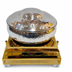 ถาดอุ่นอาหารทรงกลมแบบตอกลาย - Product Image 1