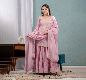 Latest Indian Heavy Embroidery Palazzo Set with Real <b>Mirror</b> Work Kediya Bottom and Dupatta Ethnic Party Wear Ready To Wear - Product Image 1