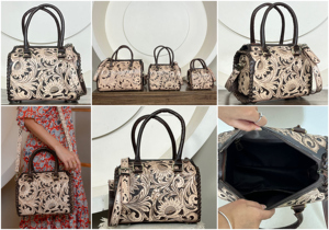 Bolsos de Viaje de Cuero Genuino con Diseño Floral, Estilo Elegante, Bolsos de Lona Unisex de Lujo, Ideales para Viajar - Product Image 3