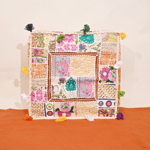New Arrival Bohemian Floor <b>Cushions</b> <b>Indian</b> Pouf Square <b>Indian</b> Handmade Patchwork Vintage Square <b>Cushion</b> Cover Home Decorative - Product Image 6