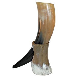 Cuerno de Buey Auténtico de Gran Tamaño, Cuerno Vikingo para Beber, Cuerno de Vino y Cerveza con Forma Natural Personalizada y Pulida, Estilo Náutico - Product Image 1